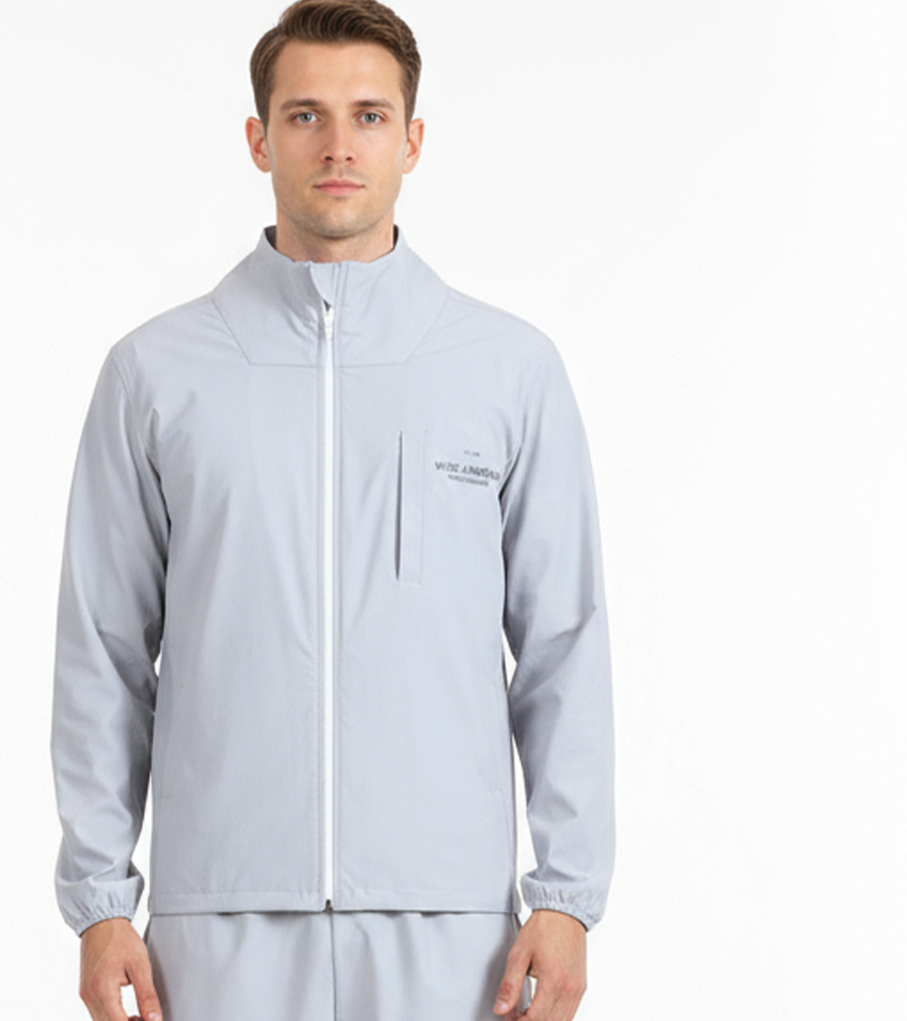 Menβs Full-Zip Performance Jacket β Light Grey