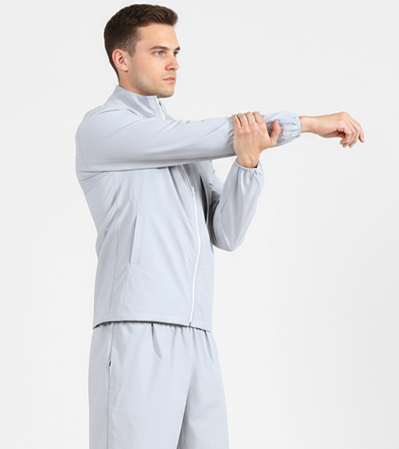 Menβs Full-Zip Performance Jacket β Light Grey
