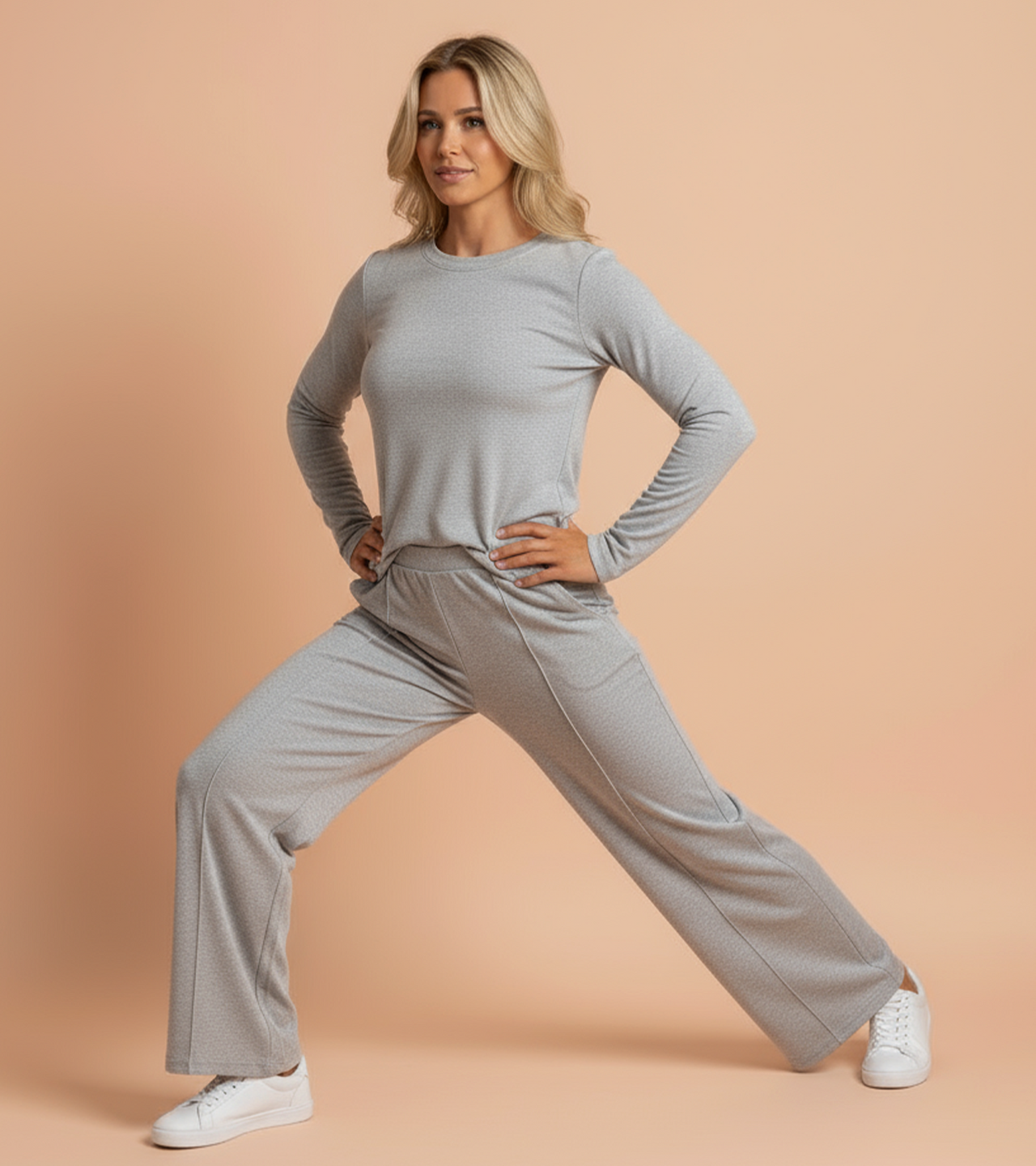 Women’s Cotton Terry Long Sleeve T-shirt – Light Grey