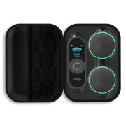 Chirp Halo pucks and remote docked in the portable charging case