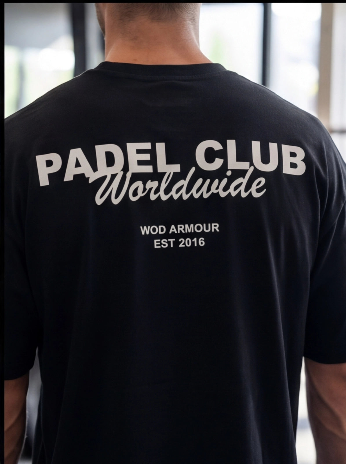 Black Padel Club Worldwide t-shirt by WOD Armour, functional fitness apparel for athletes