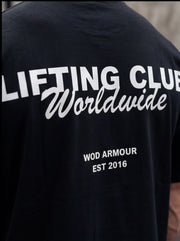 Black Lifting Club Worldwide T-shirt by WOD Armour, fitness apparel for athletes