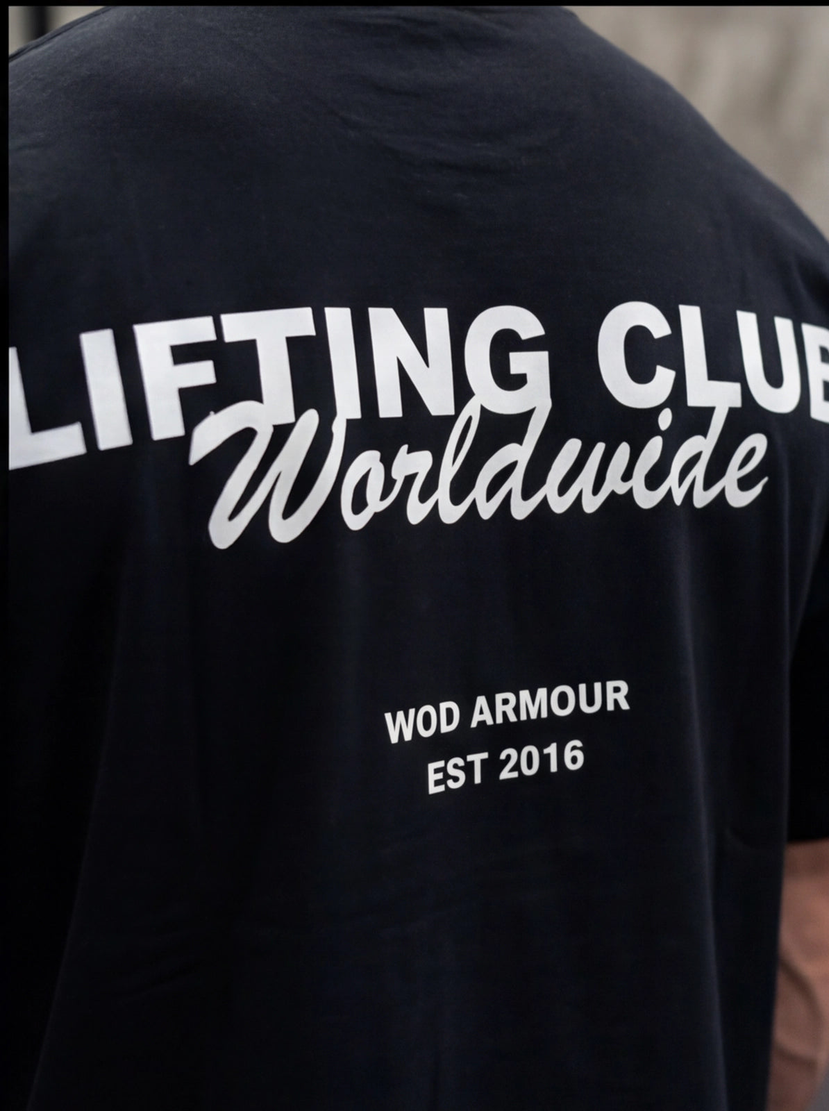 Black Lifting Club Worldwide T-shirt by WOD Armour, fitness apparel for athletes