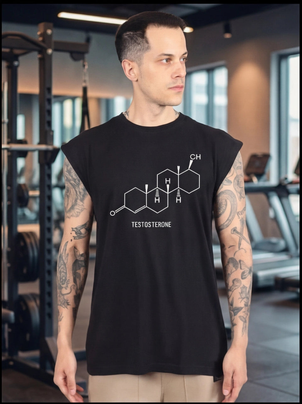 Men’s Sleeveless TESTOSTERONE Training Tank – Black