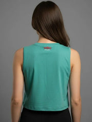 Women's Crop Muscle Tank Top - Mint Green - wodarmour