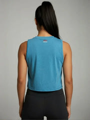 Women's Crop Muscle Tank Top - Sky Blue - wodarmour