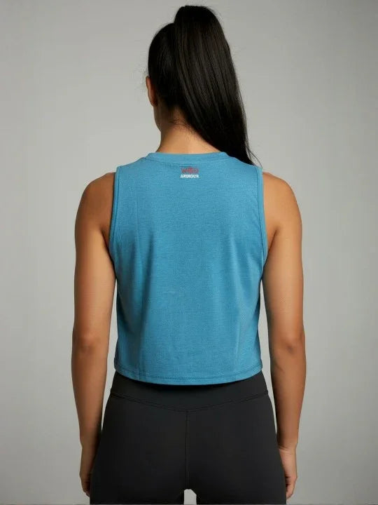 Women's Crop Muscle Tank Top - Sky Blue - wodarmour