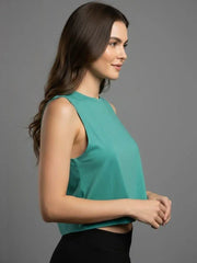 Women's Crop Muscle Tank Top - Mint Green - wodarmour