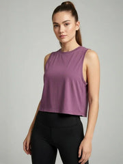 Women's Crop Muscle Tank Top - PURPLE - wodarmour