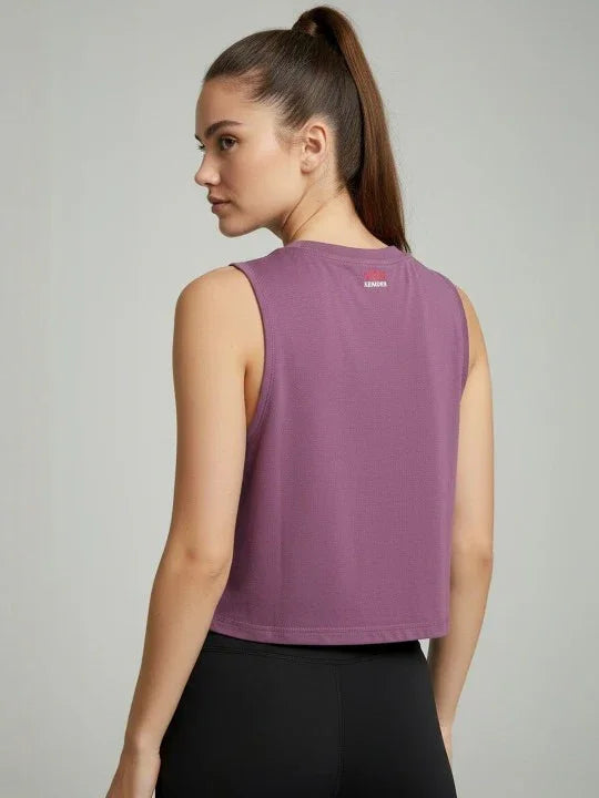 Women's Crop Muscle Tank Top - PURPLE - wodarmour