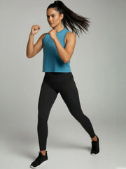 Women's Crop Muscle Tank Top - Sky Blue - wodarmour