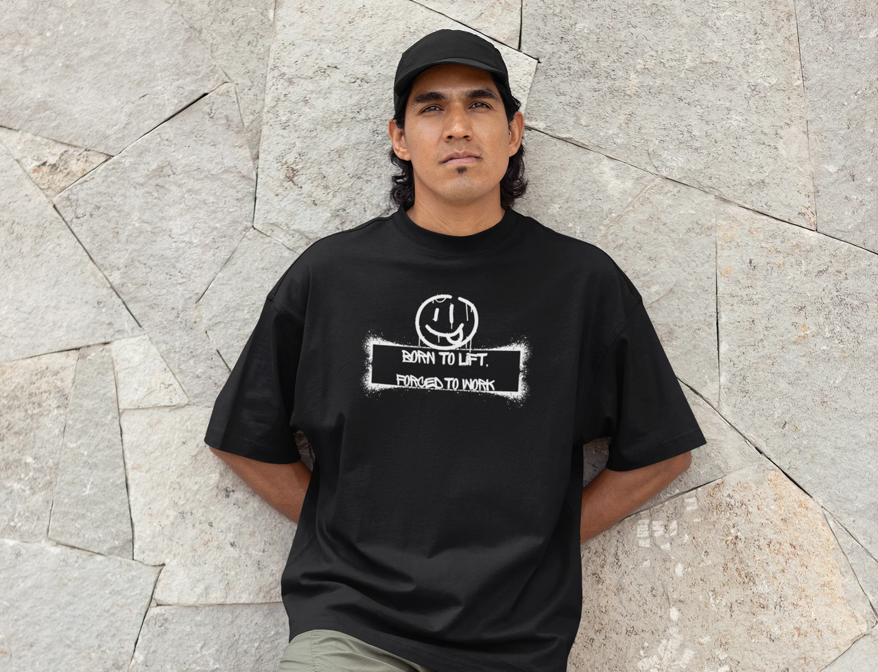 Born to Lift. Forced to Work. – Men's Oversized T-shirt