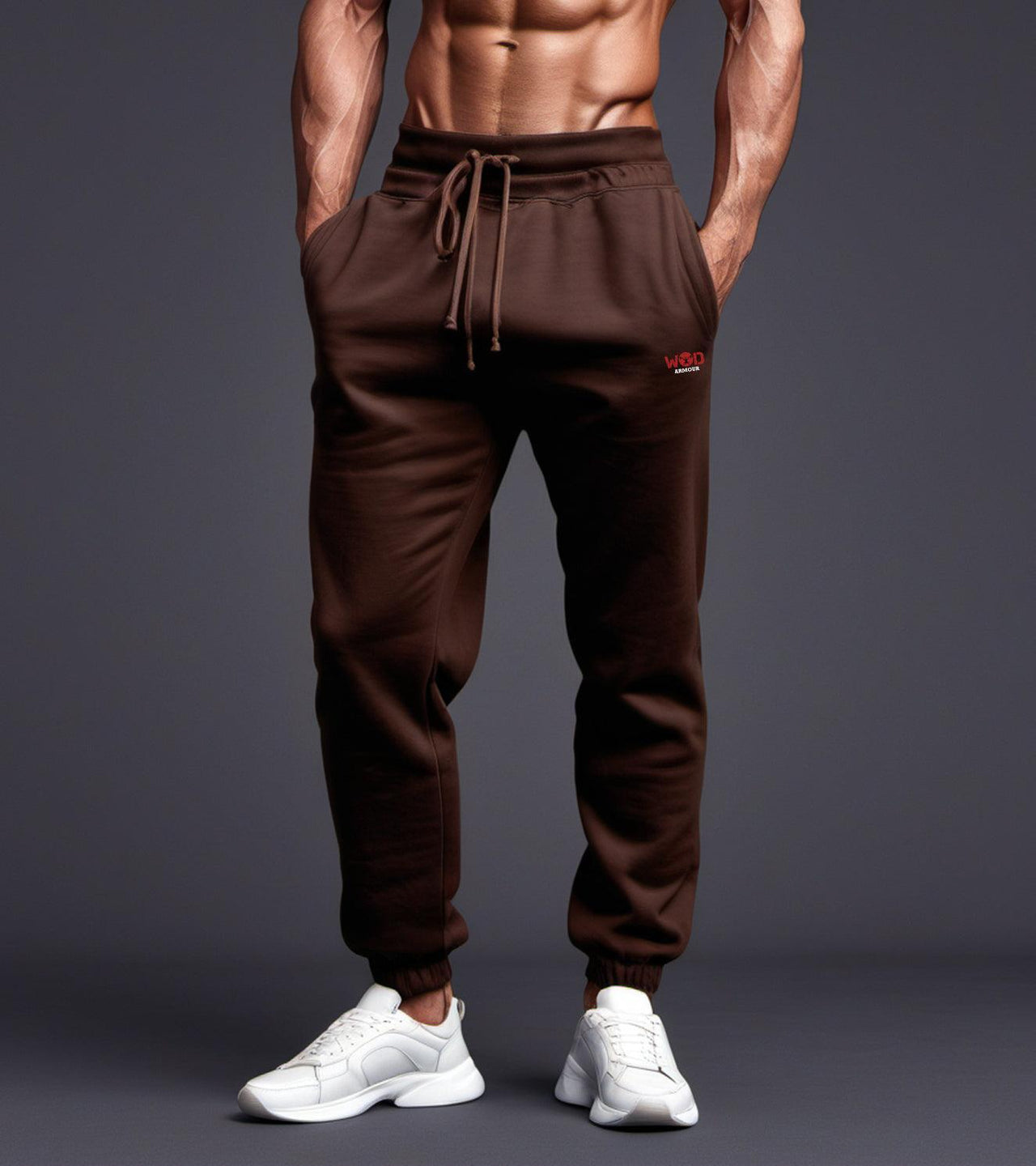 Men's brown Cotton Terry Track pants - wodarmour
