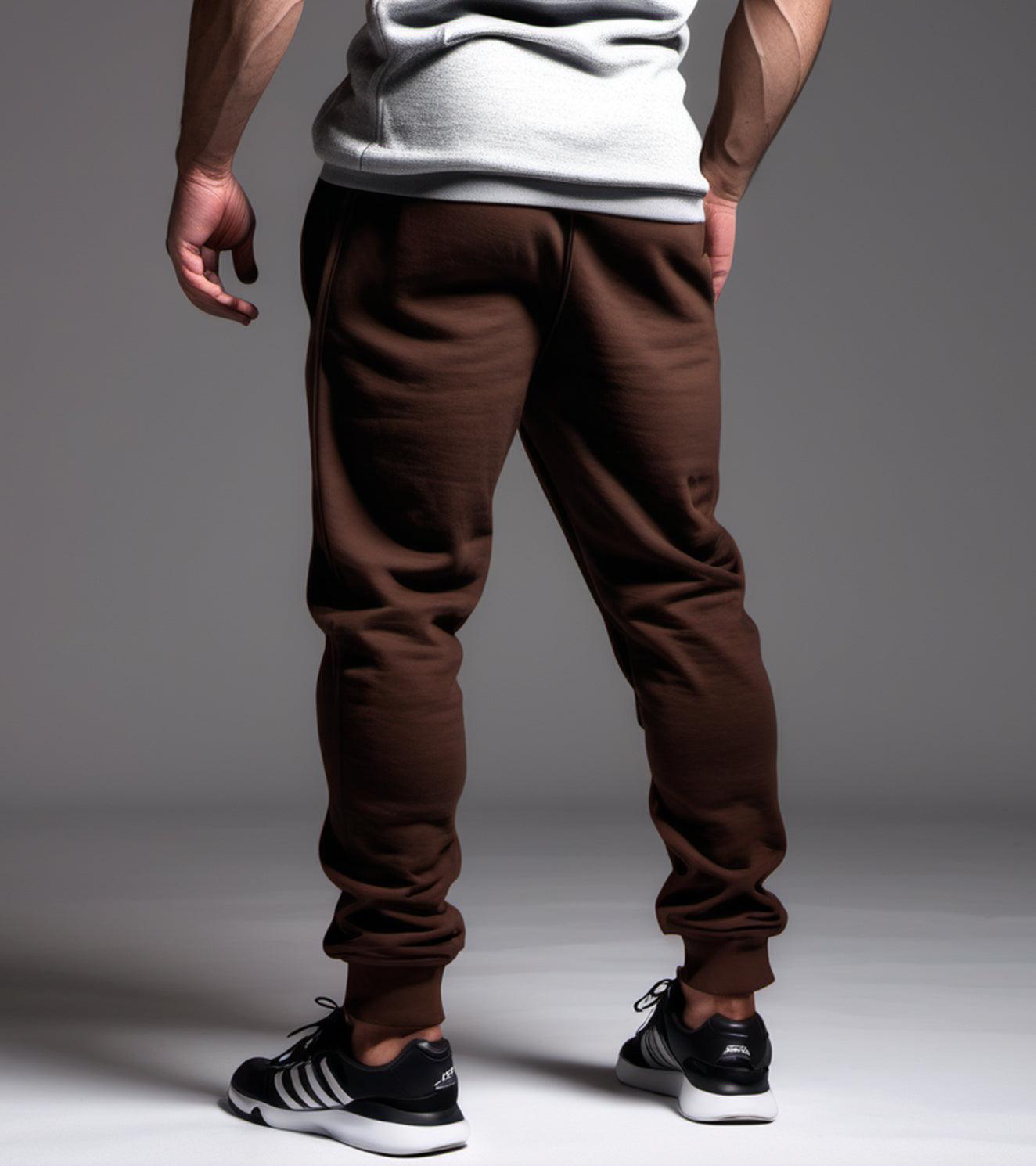 Men's brown Cotton Terry Track pants - wodarmour