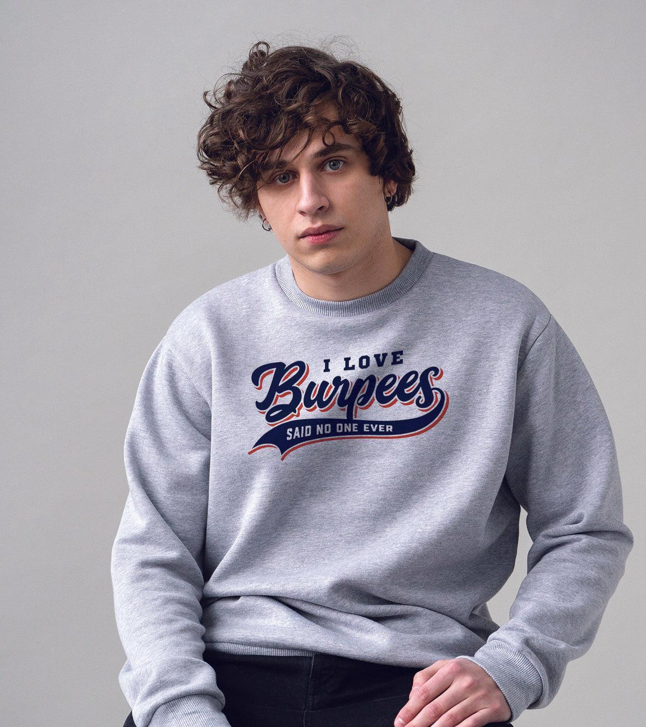 Men's burpee Classic Crew Sweatshirt (Grey melange) - wodarmour