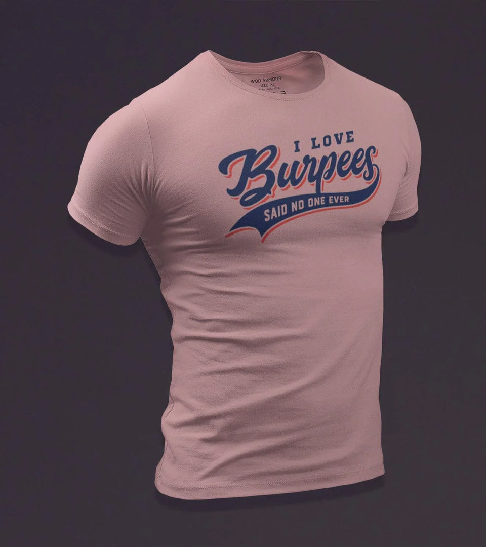 Men's 'I Love Burpees' T-shirt (Salmon Pink)