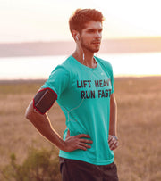 Men's Run Fast Lift Heavy T-shirt (Ocean Green) - wodarmour