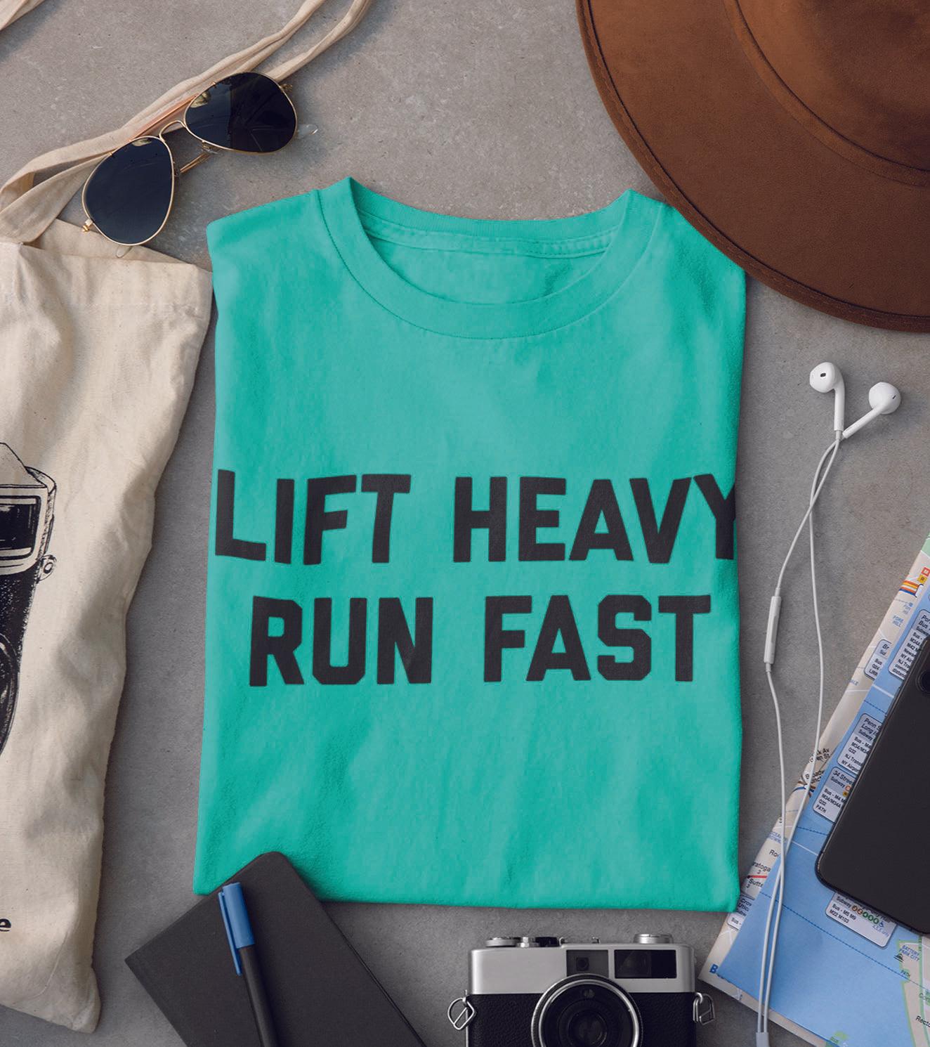 Men's Run Fast Lift Heavy T-shirt (Ocean Green) - wodarmour