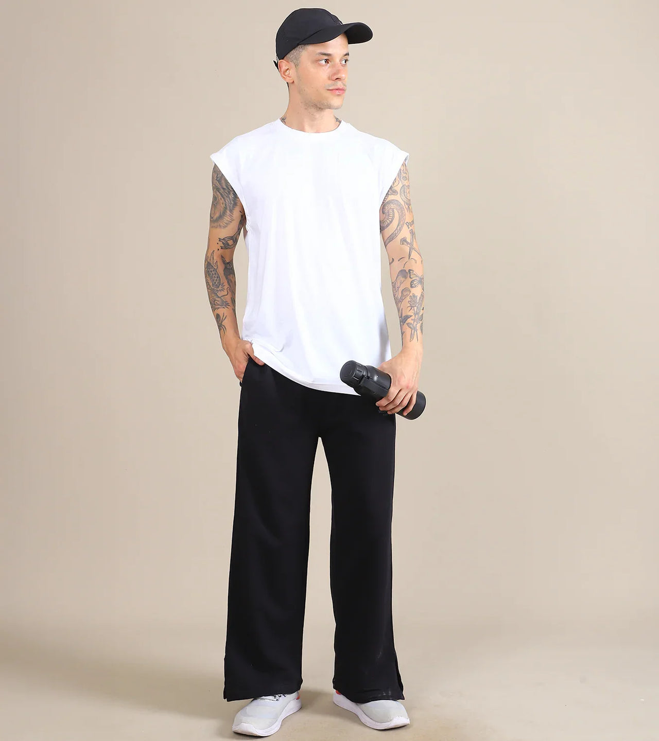 Menβs Sleeveless Training Tank β White