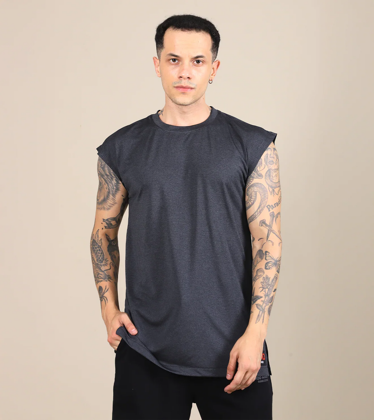 Oversize Muscle Tee - Charcoal Grey
