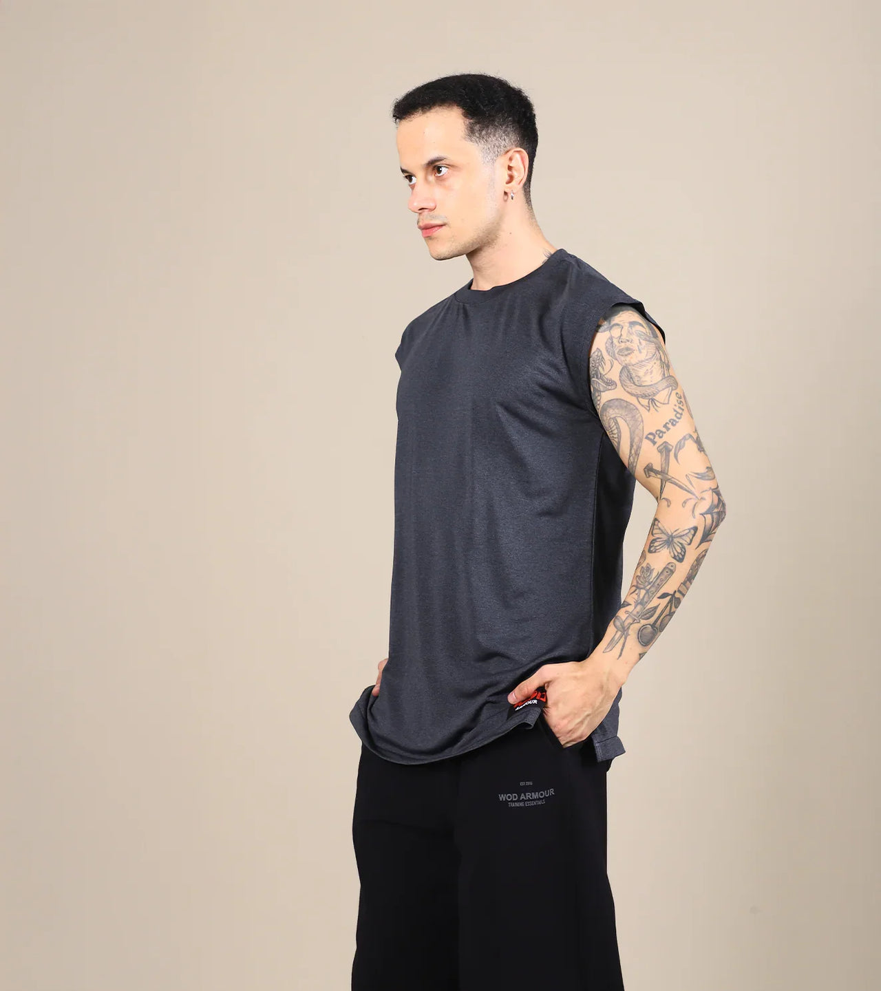 Oversize Muscle Tee - Charcoal Grey