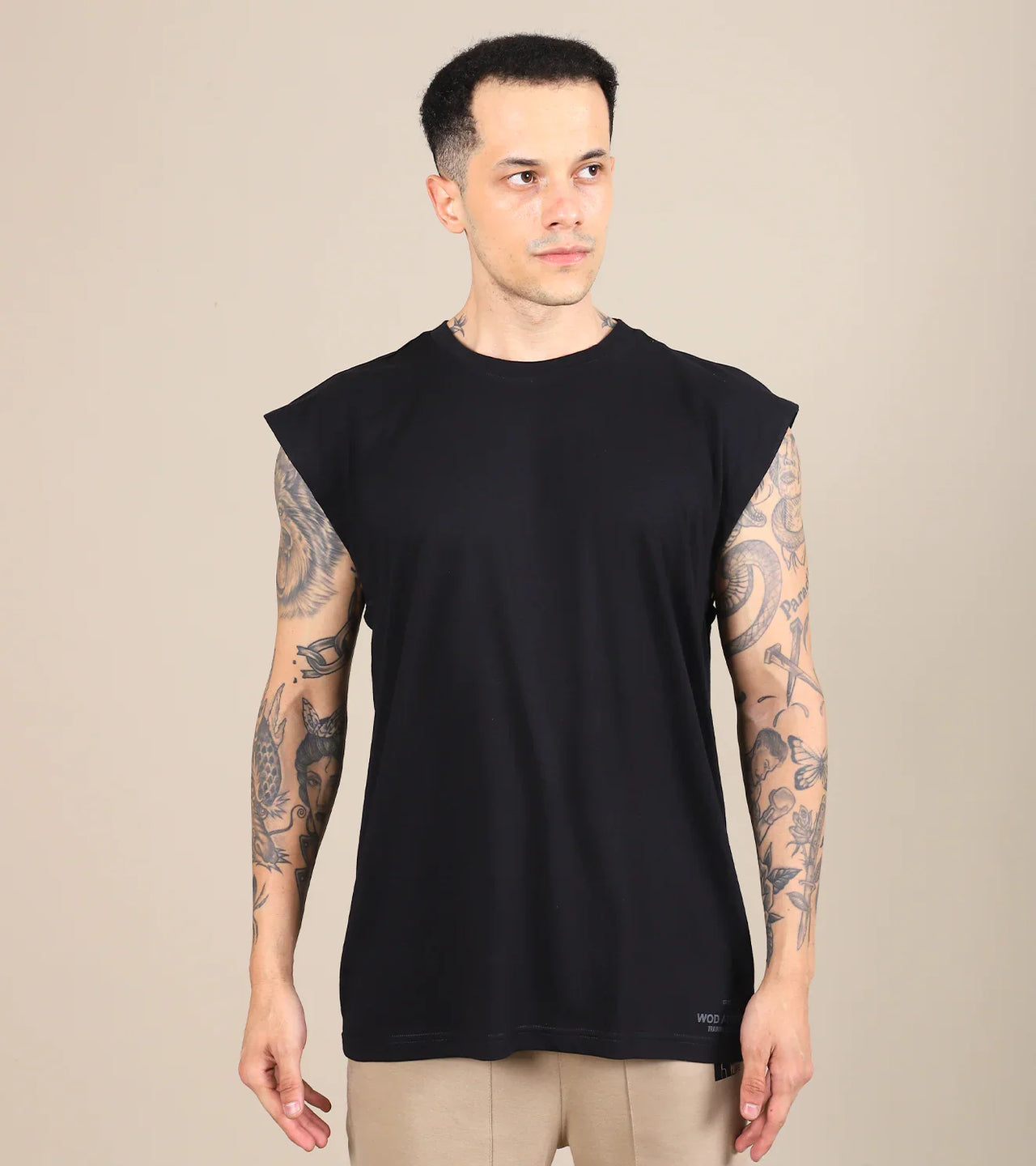 Menβs Sleeveless Training Tank β Black