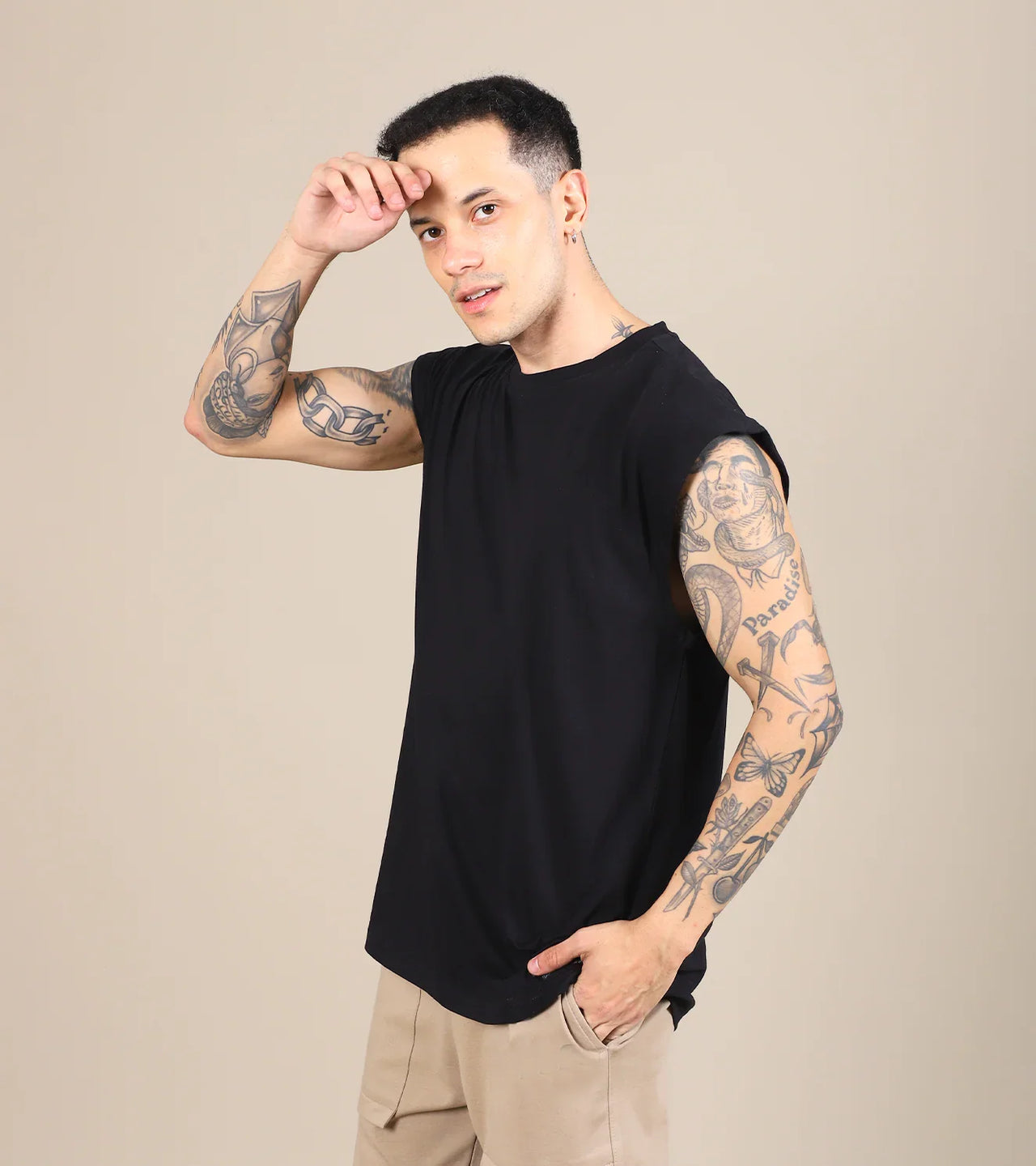 Menβs Sleeveless Training Tank β Black