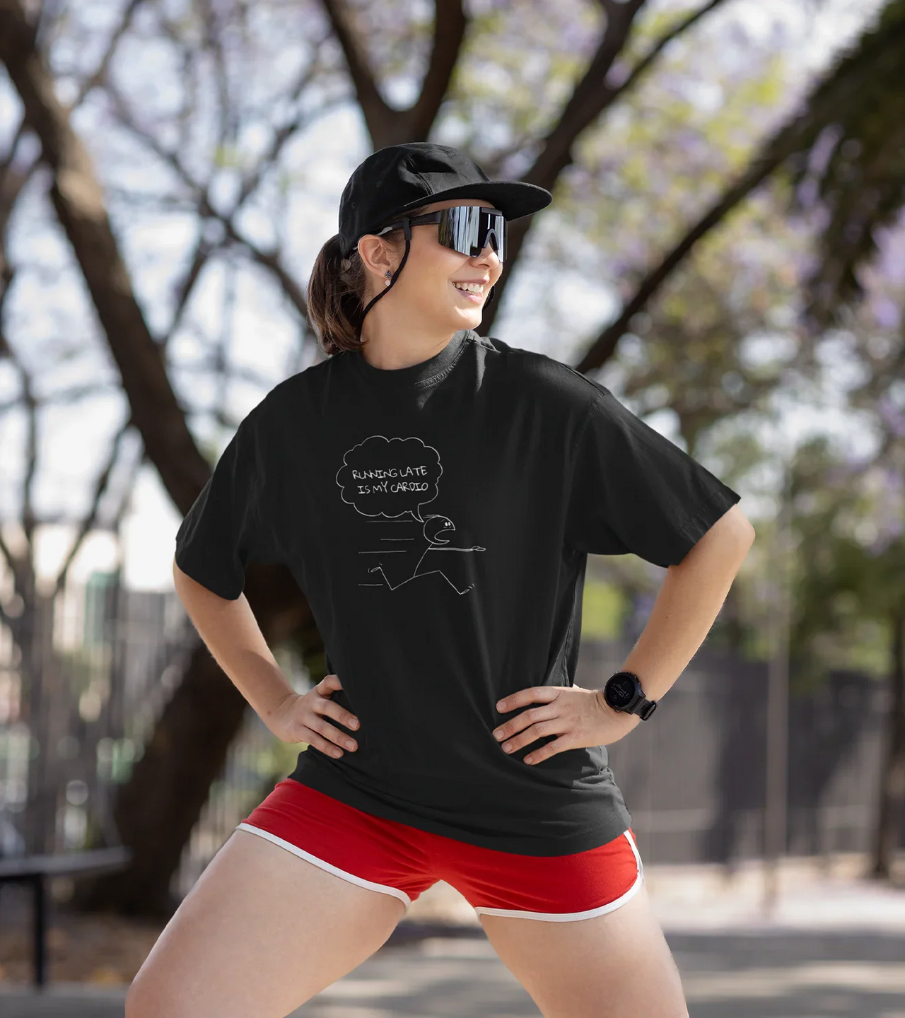 Running Late Is My Cardio β Womenβs Tee