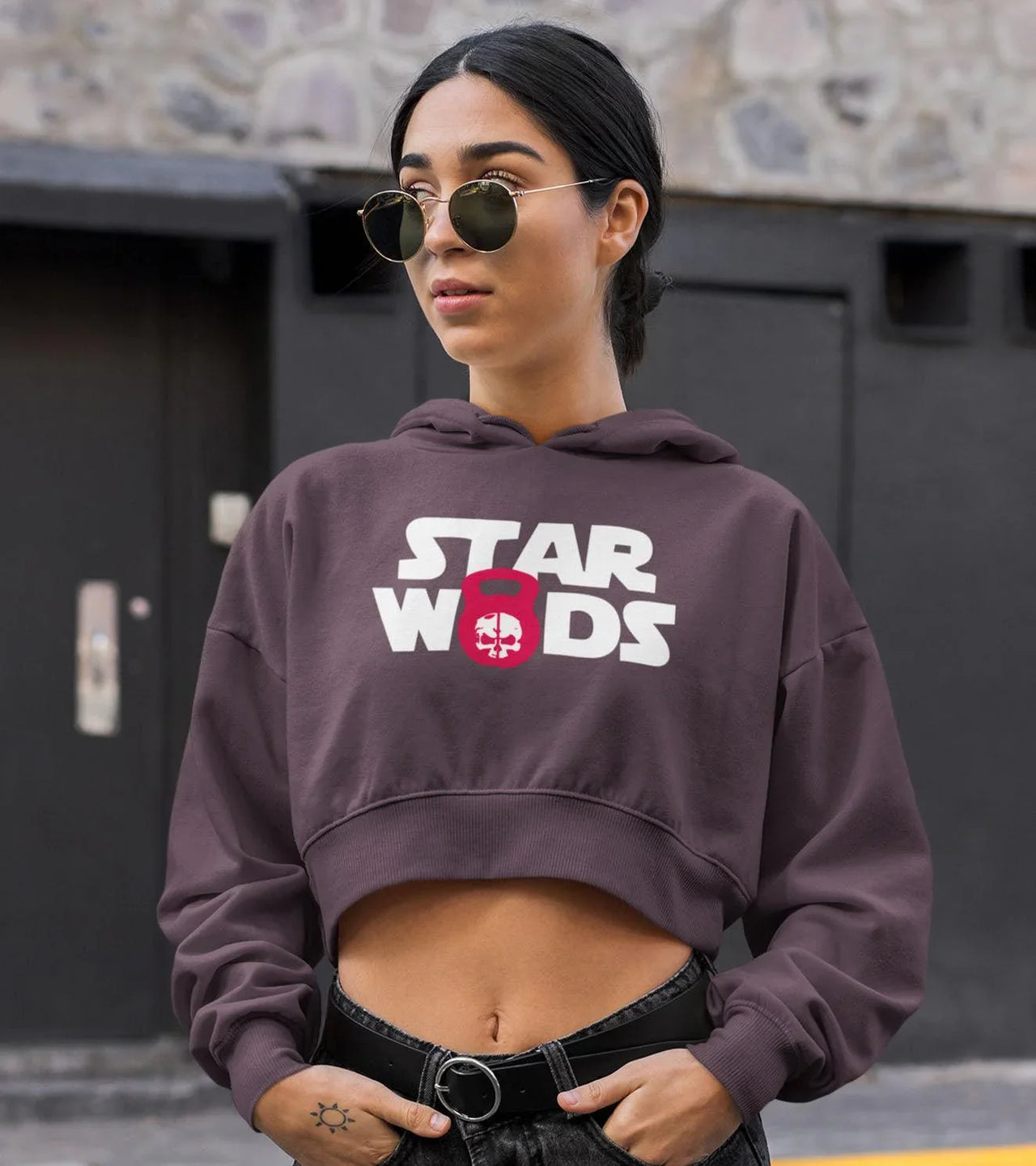 Women's crop Hoodie (Chocolate) - wodarmour