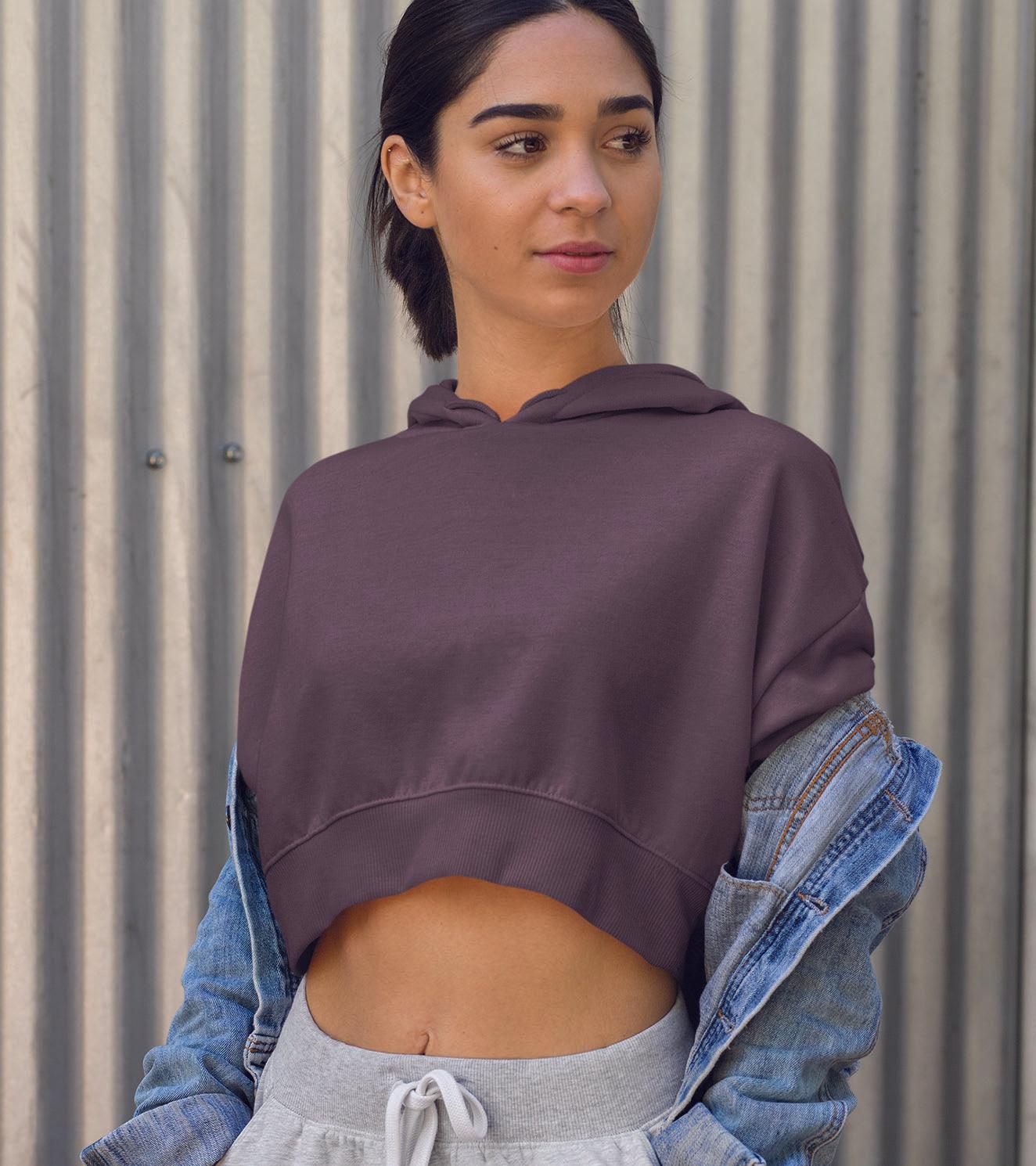 Shoulder crop hoodie best sale