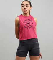 Women's crop muscle tank top Coffee - wodarmour