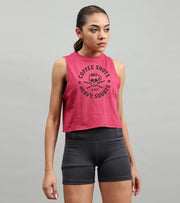 Women's crop muscle tank top Coffee - wodarmour