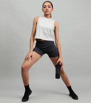 Women's crop muscle tank top Grey - wodarmour