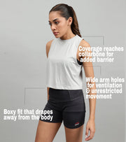 Women's crop muscle tank top Grey - wodarmour