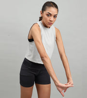 Women's crop muscle tank top Grey - wodarmour