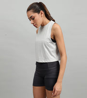 Women's crop muscle tank top Grey - wodarmour