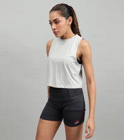 Women's crop muscle tank top Grey - wodarmour