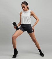 Women's crop muscle tank top Grey - wodarmour