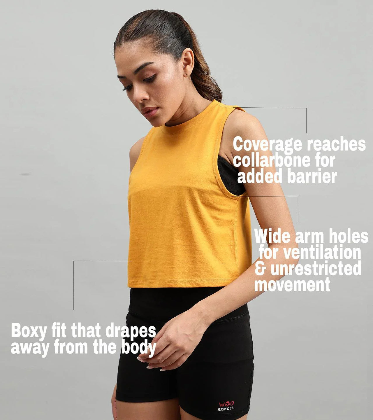 Women's crop muscle tank top mustard - wodarmour