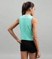 Women's crop muscle tank top Ocean green - wodarmour