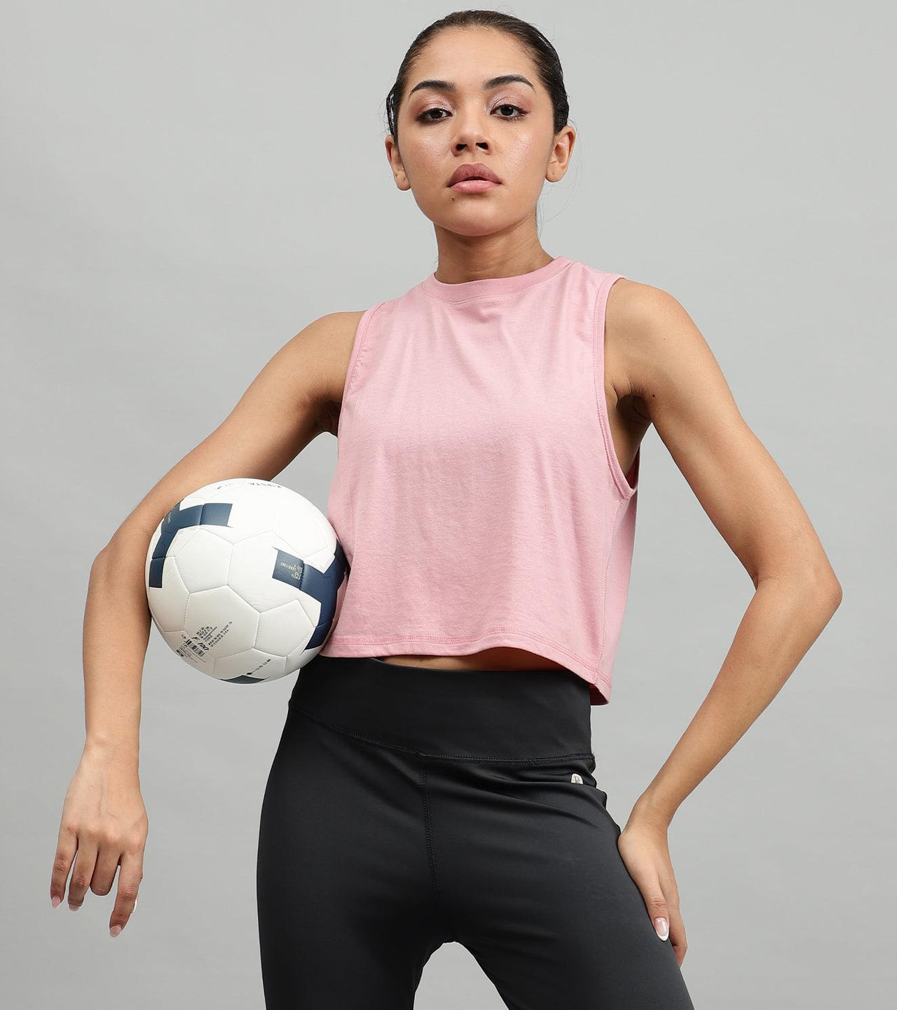 Women's crop muscle tank top Salmon - wodarmour