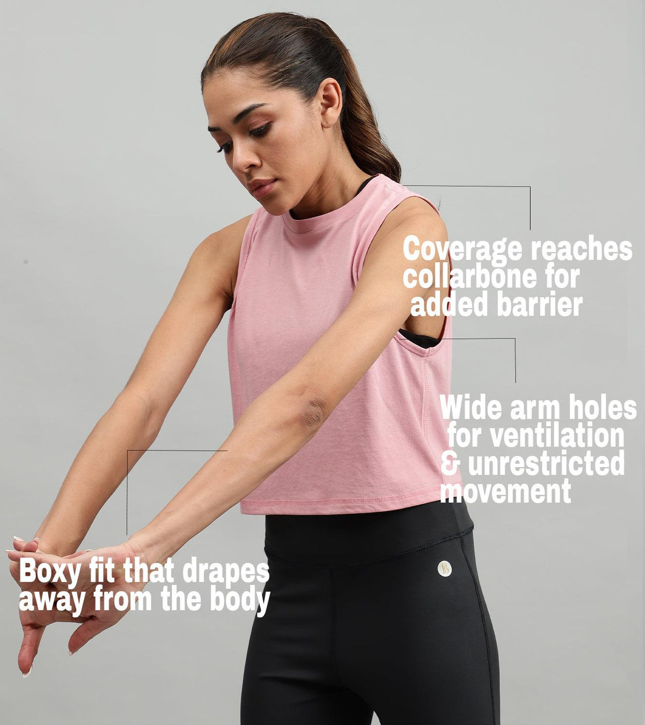 Women's crop muscle tank top Salmon - wodarmour