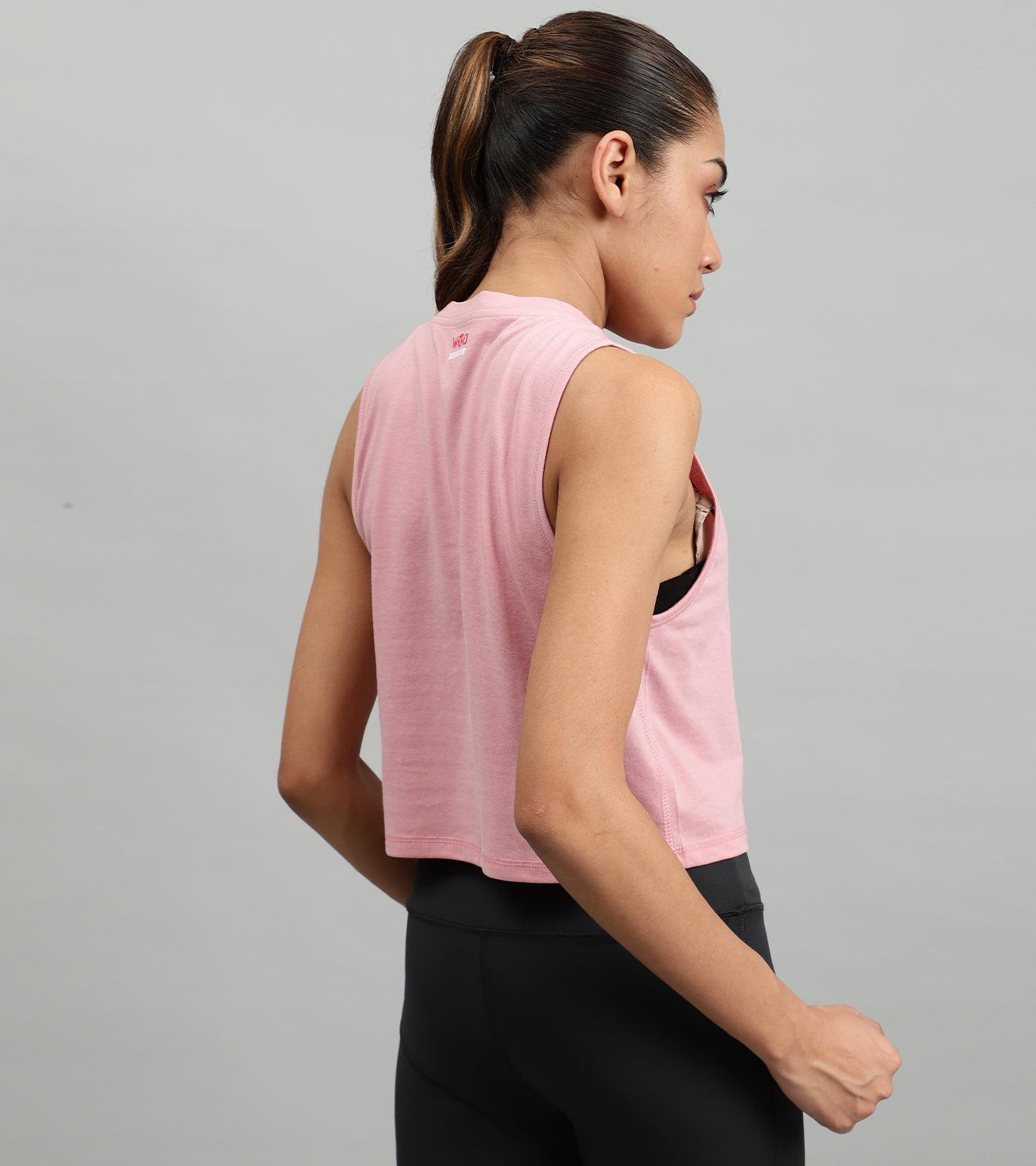 Women's crop muscle tank top Salmon - wodarmour