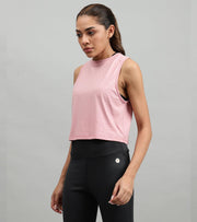 Women's crop muscle tank top Salmon - wodarmour