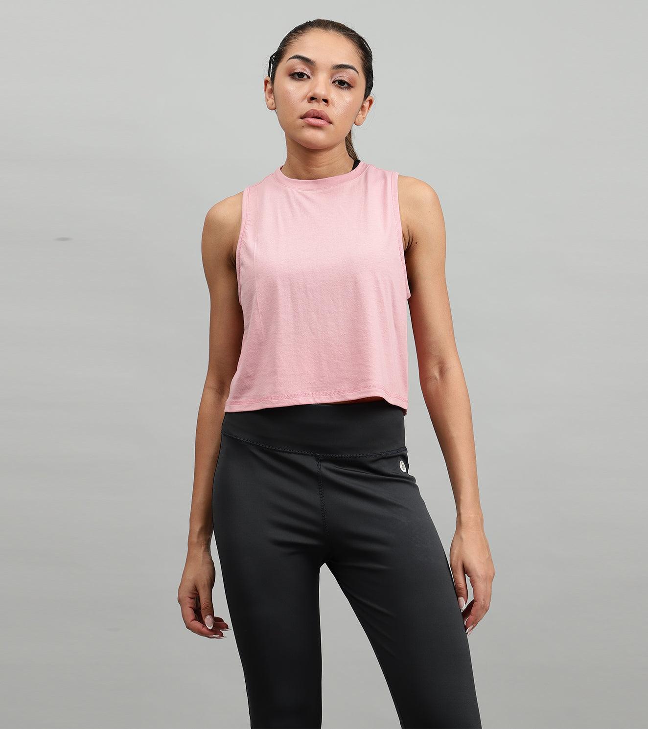 Women's crop muscle tank top Salmon - wodarmour