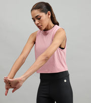 Women's crop muscle tank top Salmon - wodarmour