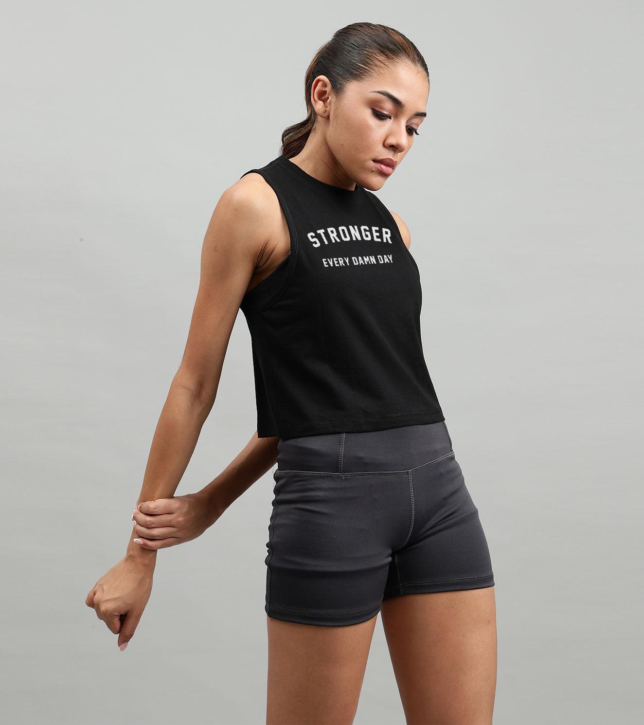 Women's crop muscle tank top Stronger - wodarmour