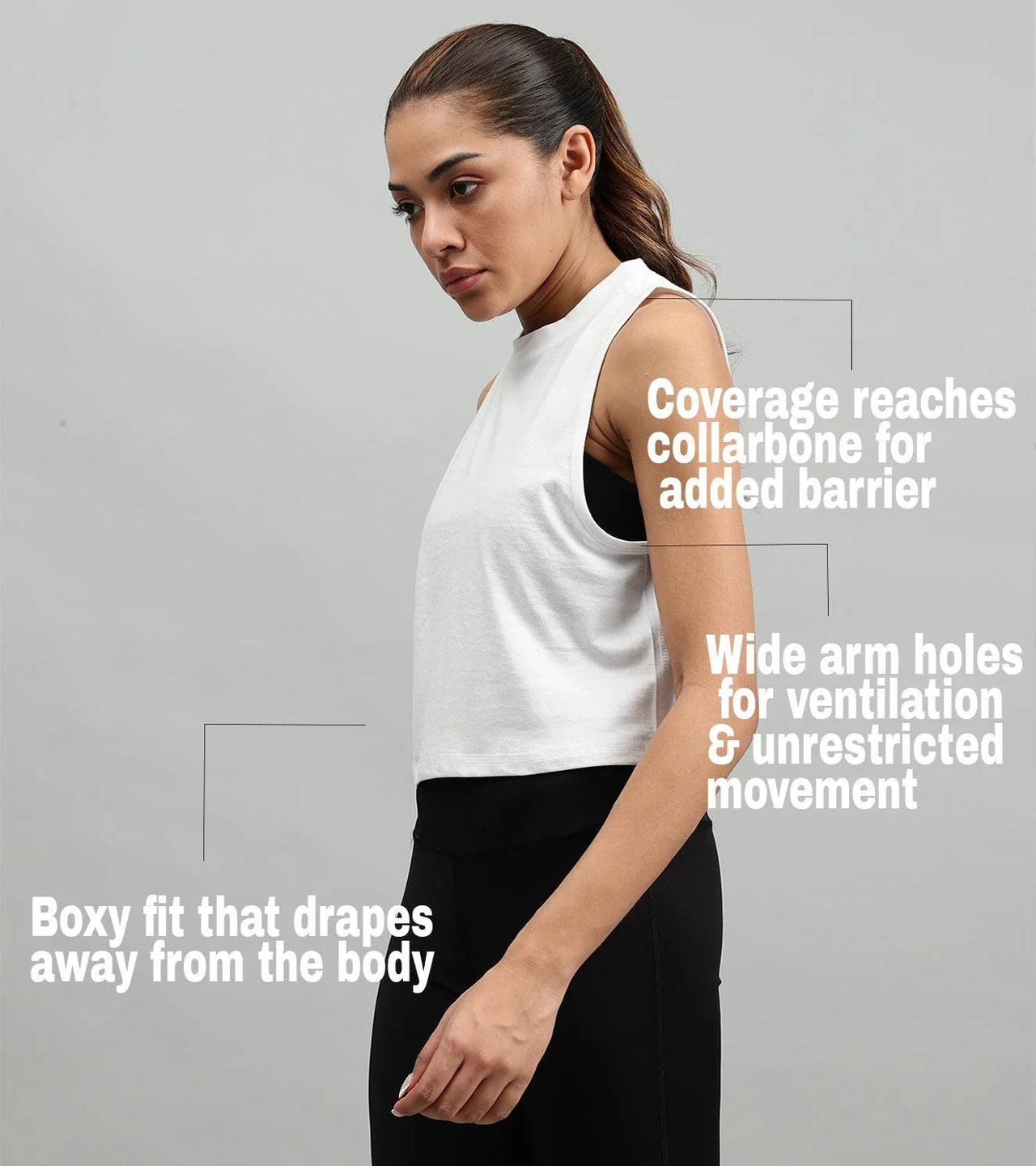 Women's crop muscle tank top White - wodarmour