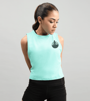 Women's Lifting crop muscle tank top (ocean) - wodarmour