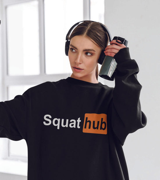 Women's Loose fit Squat hub Sweatshirt (Black) - wodarmour